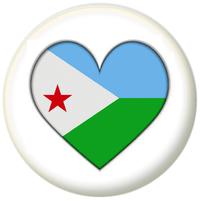 Djibouti Country Flag Heart 25mm Pin Button Badge