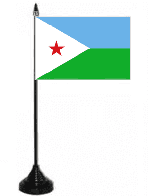 Djibouti Desk / Table Flag with plastic stand and base.