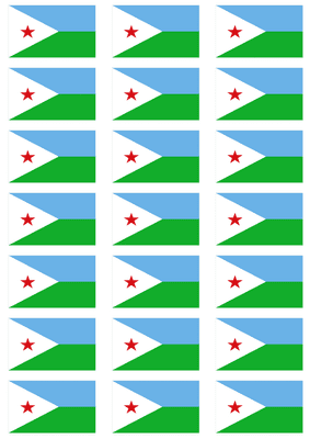 Djibouti Flag Stickers - 21 per sheet