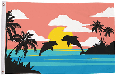 Dolphin Silhouette Large Flag - 5' x 3'