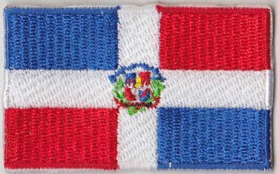 Dominican Republic Embroidered Flag Patch, style 04.