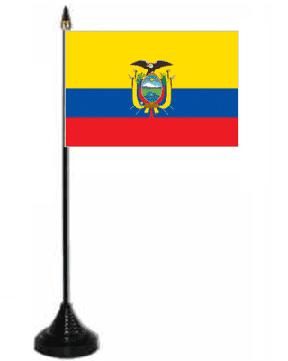 Ecuador Desk / Table Flag with plastic stand and base.