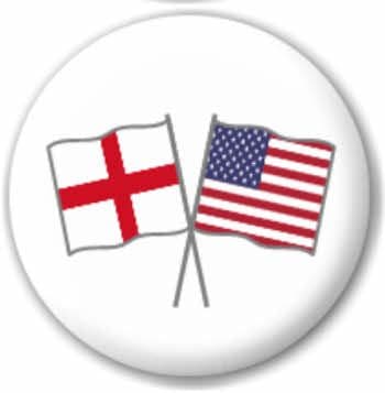 England and USA Friendship Flag 25mm Pin Button Badge