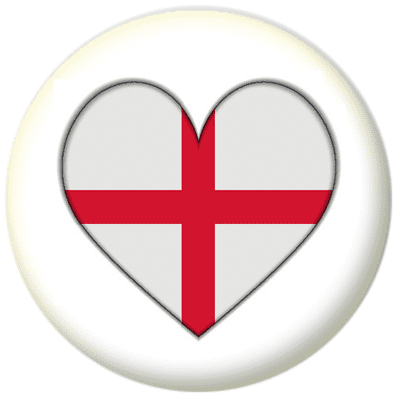 England Country Flag Heart 25mm Pin Button Badge
