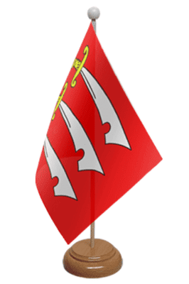 Essex Desk / Table Flag with wooden stand and base