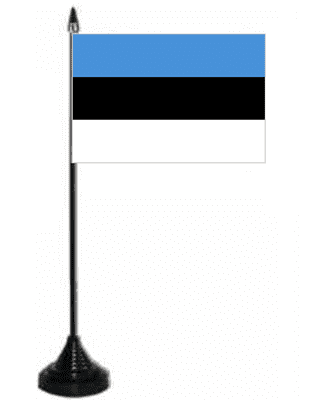 Estonia Desk / Table Flag with plastic stand and base.
