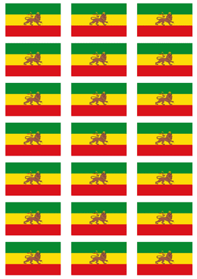 Ethiopia 1897-1974 Flag Stickers - 21 per sheet