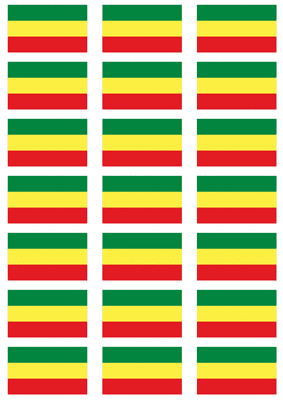 Ethiopia 1991-1996 Flag Stickers - 21 per sheet
