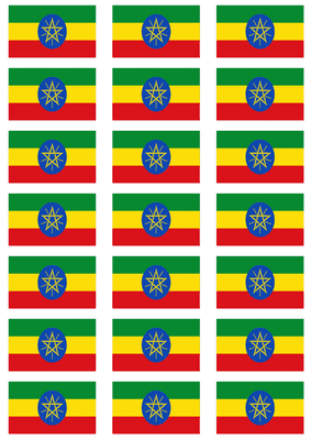 Ethiopia Flag Stickers - 21 per sheet