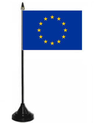 European Union, EU Desk / Table Flag with plastic stand and base.