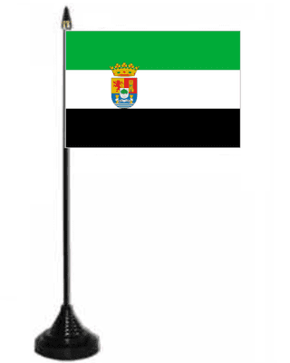 Extremadura Desk / Table Flag with plastic stand and base.