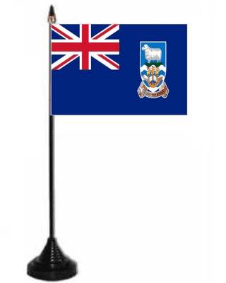 Falkland Islands Desk / Table Flag with plastic stand and base.