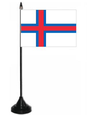 Faroe Islands Desk / Table Flag with plastic stand and base.