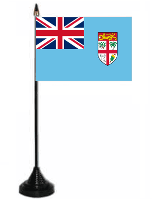 Fiji Desk / Table Flag with plastic stand and base.