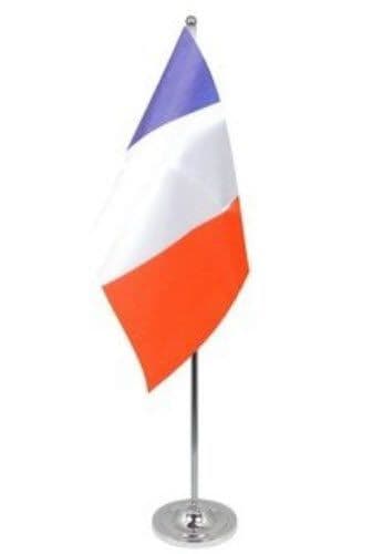 France Desk / Table Flag with chrome stand and base.