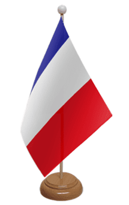 France Desk / Table Flag with wooden stand and base
