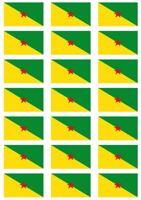 French Guiana Flag Stickers - 21 per sheet