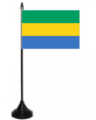 Gabon Desk / Table Flag with plastic stand and base.