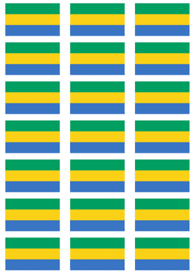 Gabon Flag Stickers - 21 per sheet