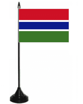 Gambia Desk / Table Flag with plastic stand and base.