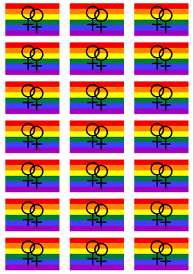 Gay Female Pride Flag Stickers - 21 per sheet