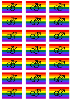 Gay Male Pride Flag Stickers - 21 per sheet