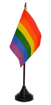 Gay Pride Rainbow Desk / Table Flag with plastic stand and base