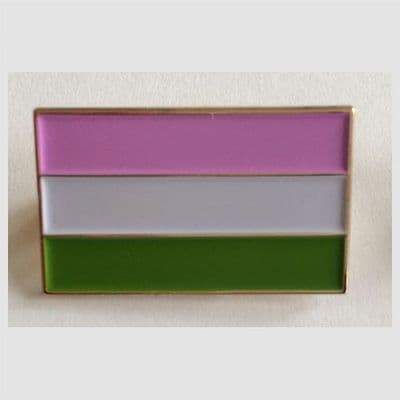 Genderqueer Pride Flag Rectangular Enamel Pin Badge