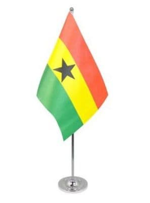 Ghana Desk / Table Flag with chrome stand and base.