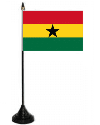 Ghana Desk / Table Flag with plastic stand and base.