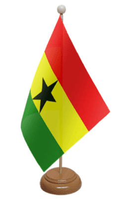 Ghana Desk / Table Flag with wooden stand and base