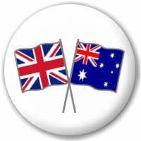 Great Britain and Australia Friendship Flag 25mm Pin Button Badge