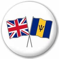 Great Britain and Barbados Friendship Flag 25mm Pin Button Badge