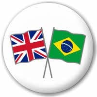 Great Britain and Brazil Friendship Flag 25mm Pin Button Badge