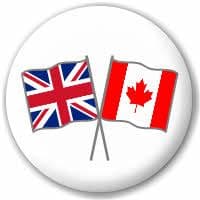 Great Britain and Canada Friendship Flag 25mm Pin Button Badge