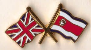 Great Britain and Costa Rica Friendship Flag Pin Badge