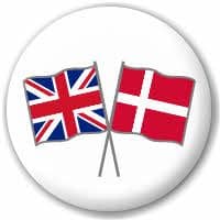 Great Britain and Denmark Friendship Flag 25mm Pin Button Badge