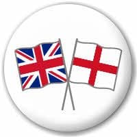 Great Britain and England Friendship Flag 25mm Pin Button Badge
