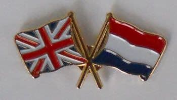 Great Britain and Netherlands Friendship Flag Pin Badge