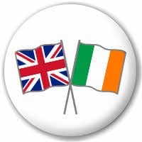Great Britain and Ireland Friendship Flag 25mm Pin Button Badge