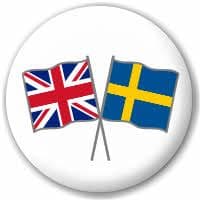 Great Britain and Sweden Friendship Flag 25mm Pin Button Badge