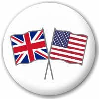 Great Britain and USA Friendship Flag 25mm Pin Button Badge