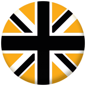 Great Britain Black and Gold Flag 25mm Pin Button Badge