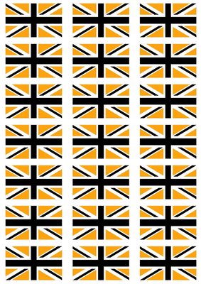 Great Britain Black and Gold Flag Stickers - 21 per sheet