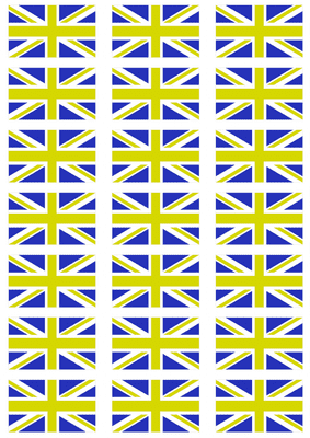 Great Britain Blue and Yellow Flag Stickers - 21 per sheet