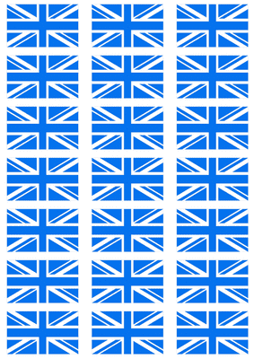 Great Britain Blue Flag Stickers - 21 per sheet