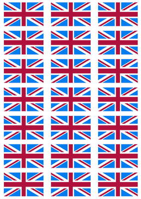 Great Britain Claret and Blue Flag Stickers - 21 per sheet