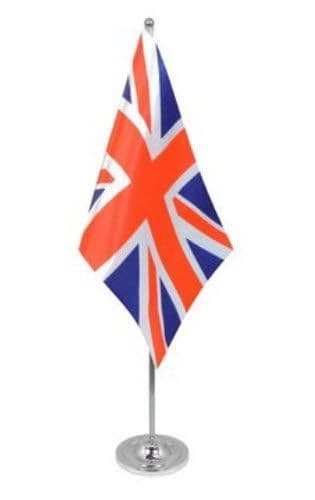 Great Britain Desk / Table Flag with chrome stand and base.