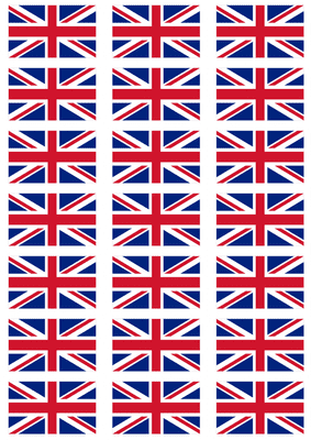 Great Britain Flag Stickers - 21 per sheet