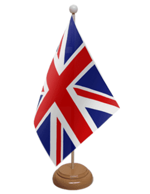 Great Britain Union Jack Desk / Table Flag with wooden stand and base